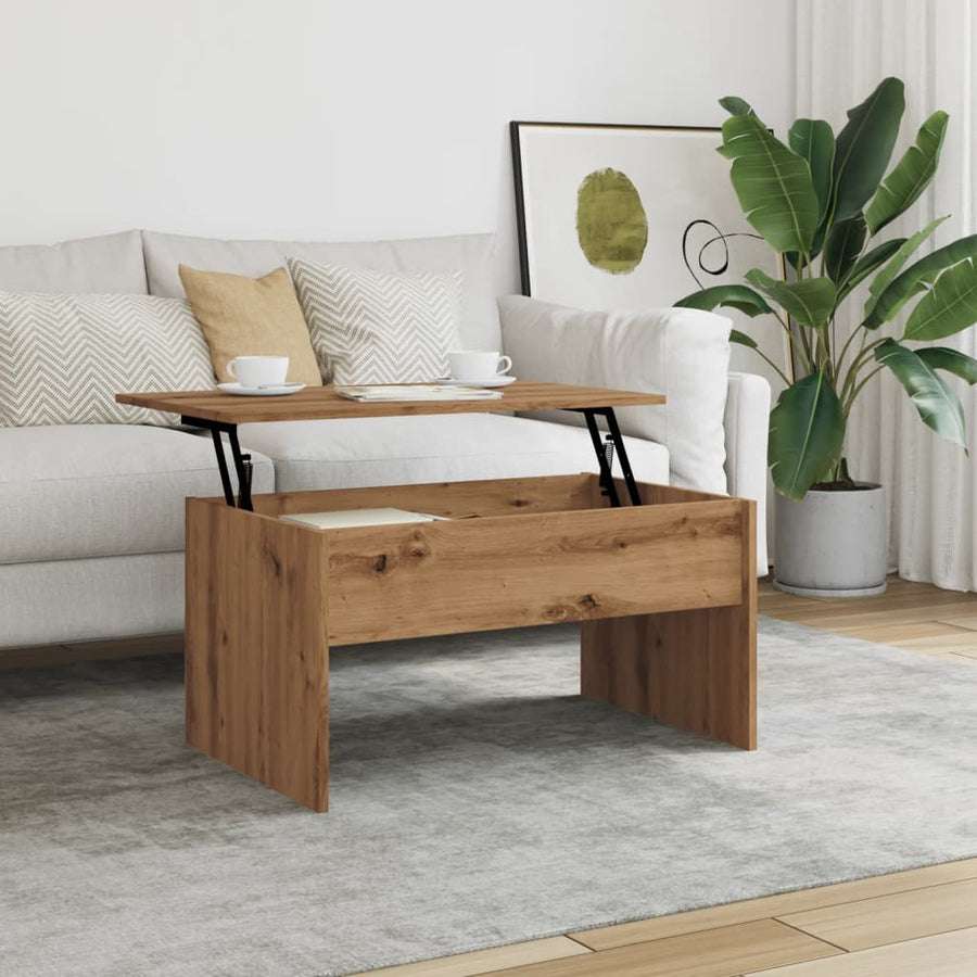 Salontafel 80x50,5x41,5 cm bewerkt hout artisanaal eikenkleurig