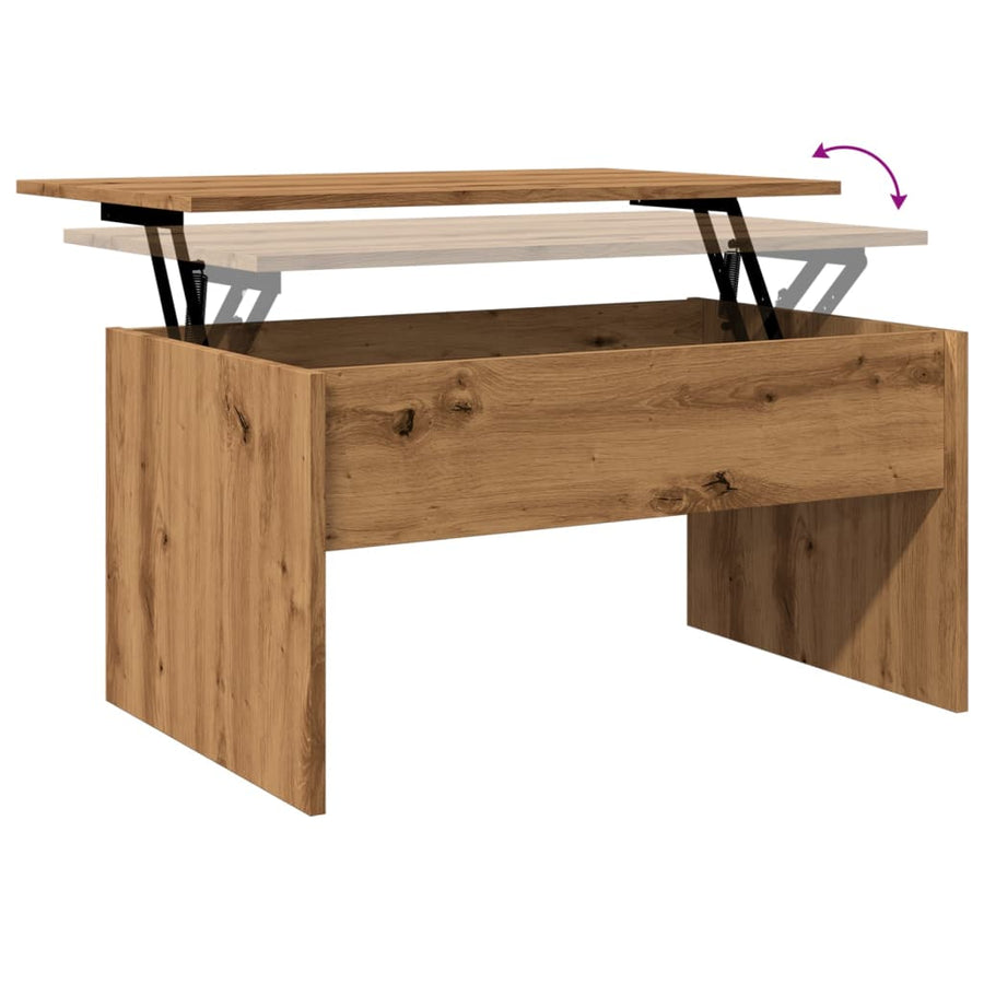 Salontafel 80x50,5x41,5 cm bewerkt hout artisanaal eikenkleurig