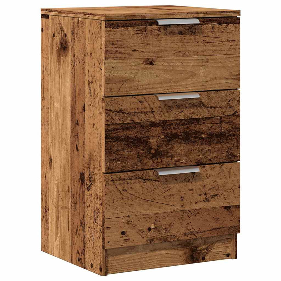 Nachtkastje 40x36x65 cm bewerkt hout oud houtkleurig