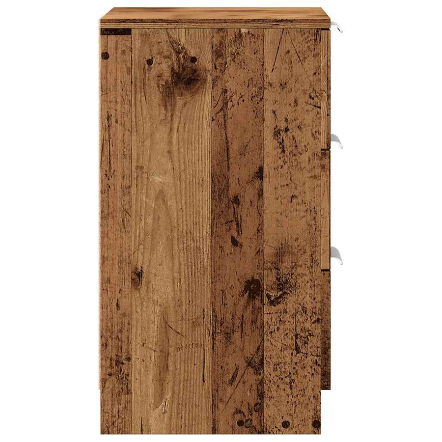 Nachtkastje 40x36x65 cm bewerkt hout oud houtkleurig