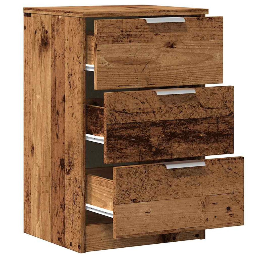 Nachtkastje 40x36x65 cm bewerkt hout oud houtkleurig