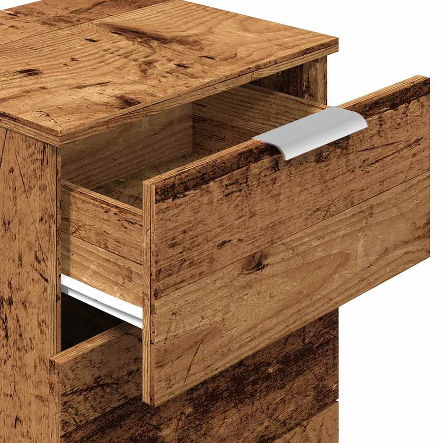 Nachtkastje 40x36x65 cm bewerkt hout oud houtkleurig