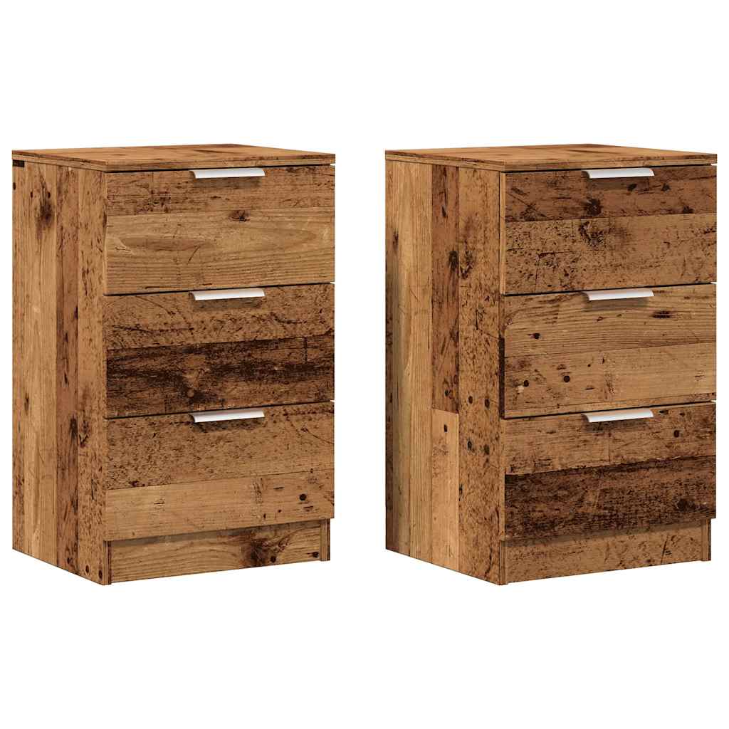 Nachtkastjes 2 st 40x36x65 cm bewerkt hout oud houtkleurig
