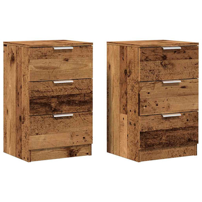 Nachtkastjes 2 st 40x36x65 cm bewerkt hout oud houtkleurig