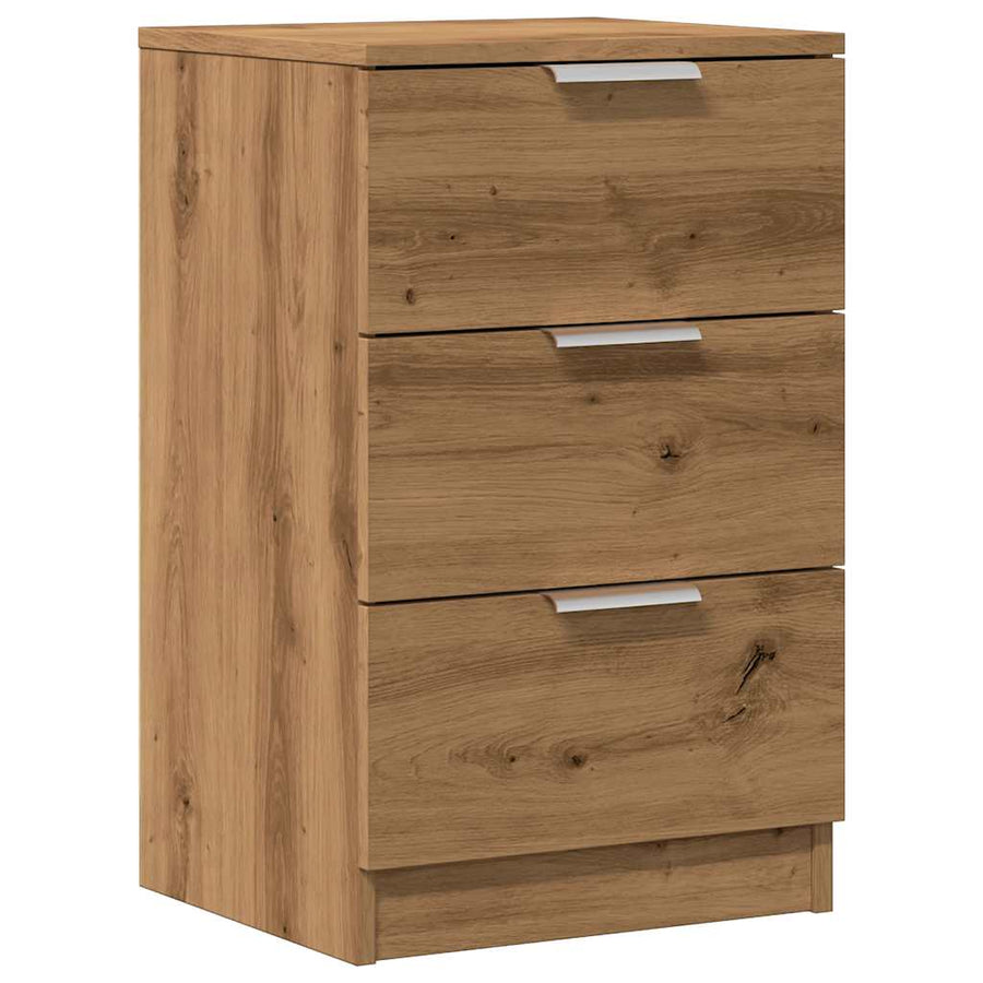 Nachtkastje 40x36x65 cm bewerkt hout artisanaal eikenkleurig