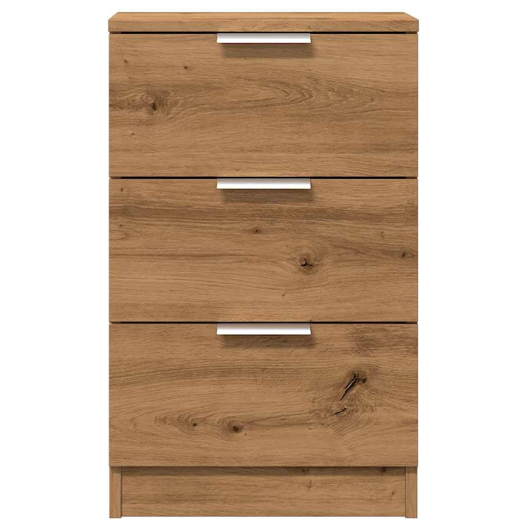 Nachtkastje 40x36x65 cm bewerkt hout artisanaal eikenkleurig
