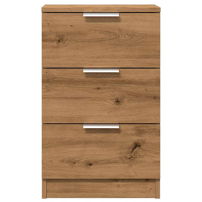 Nachtkastje 40x36x65 cm bewerkt hout artisanaal eikenkleurig