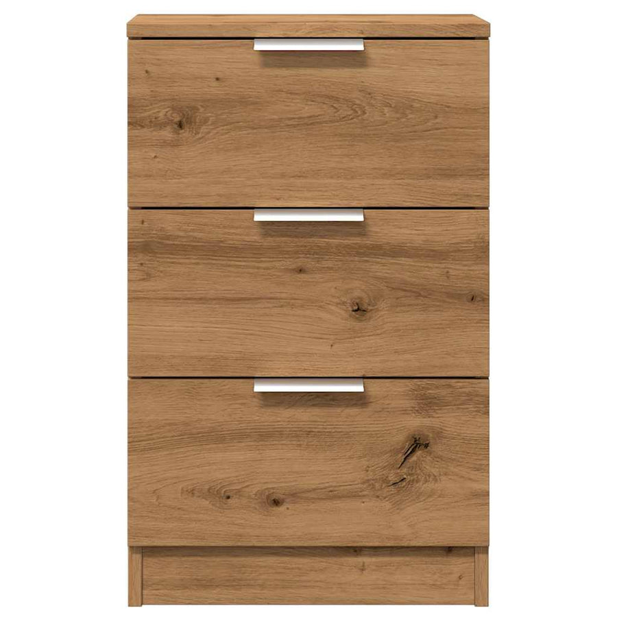 Nachtkastje 40x36x65 cm bewerkt hout artisanaal eikenkleurig
