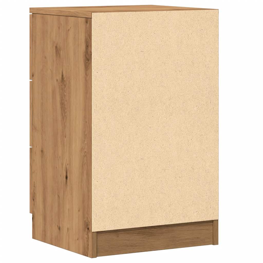 Nachtkastje 40x36x65 cm bewerkt hout artisanaal eikenkleurig