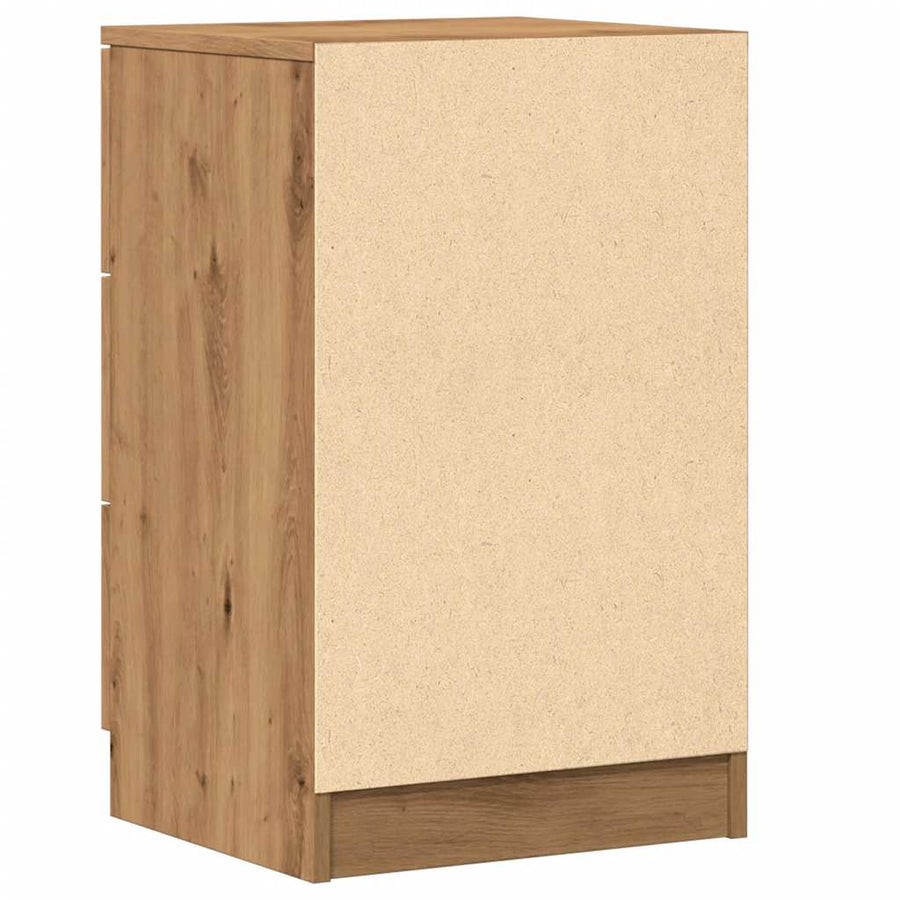 Nachtkastje 40x36x65 cm bewerkt hout artisanaal eikenkleurig