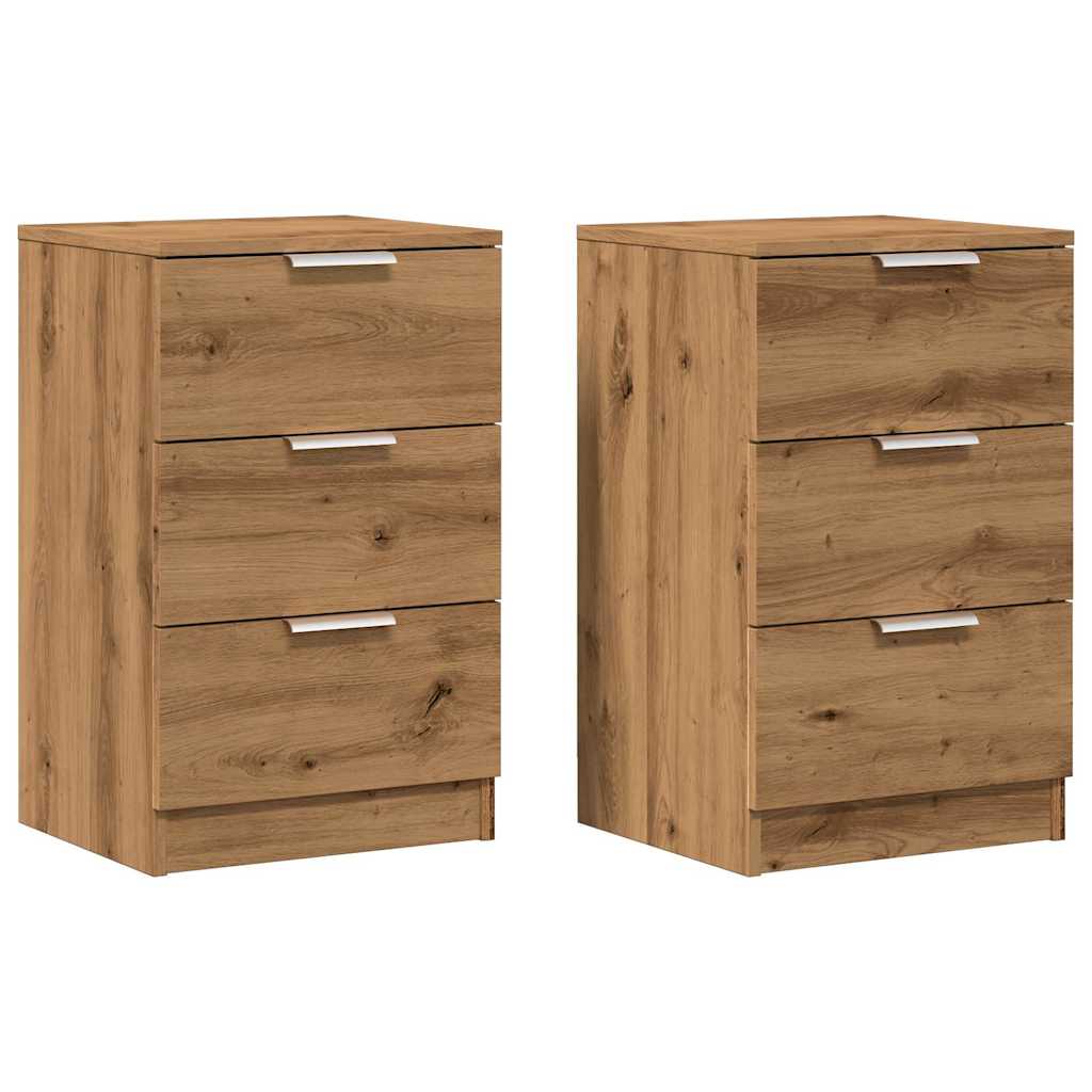 Nachtkastjes 2 st 40x36x65cm bewerkt hout artisanaal eikenkleur