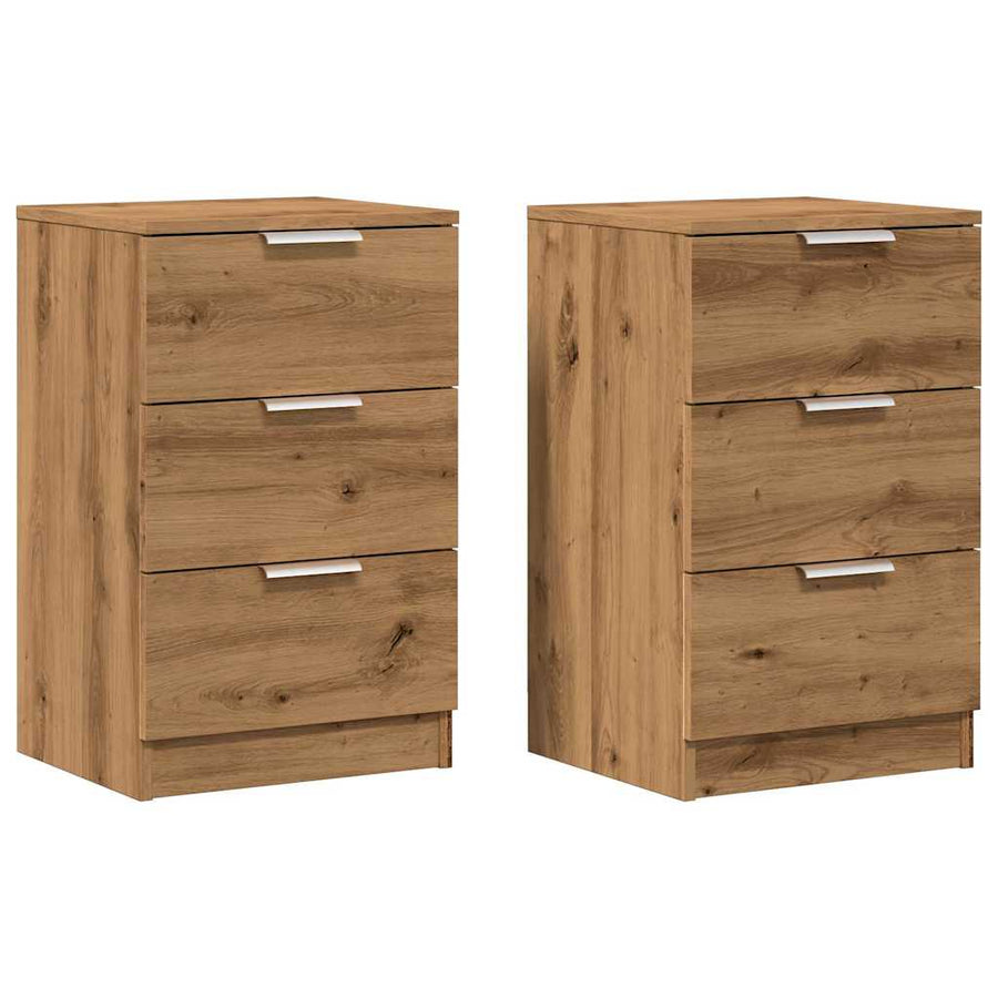 Nachtkastjes 2 st 40x36x65cm bewerkt hout artisanaal eikenkleur