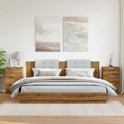 Nachtkastjes 2 st 40x36x65cm bewerkt hout artisanaal eikenkleur