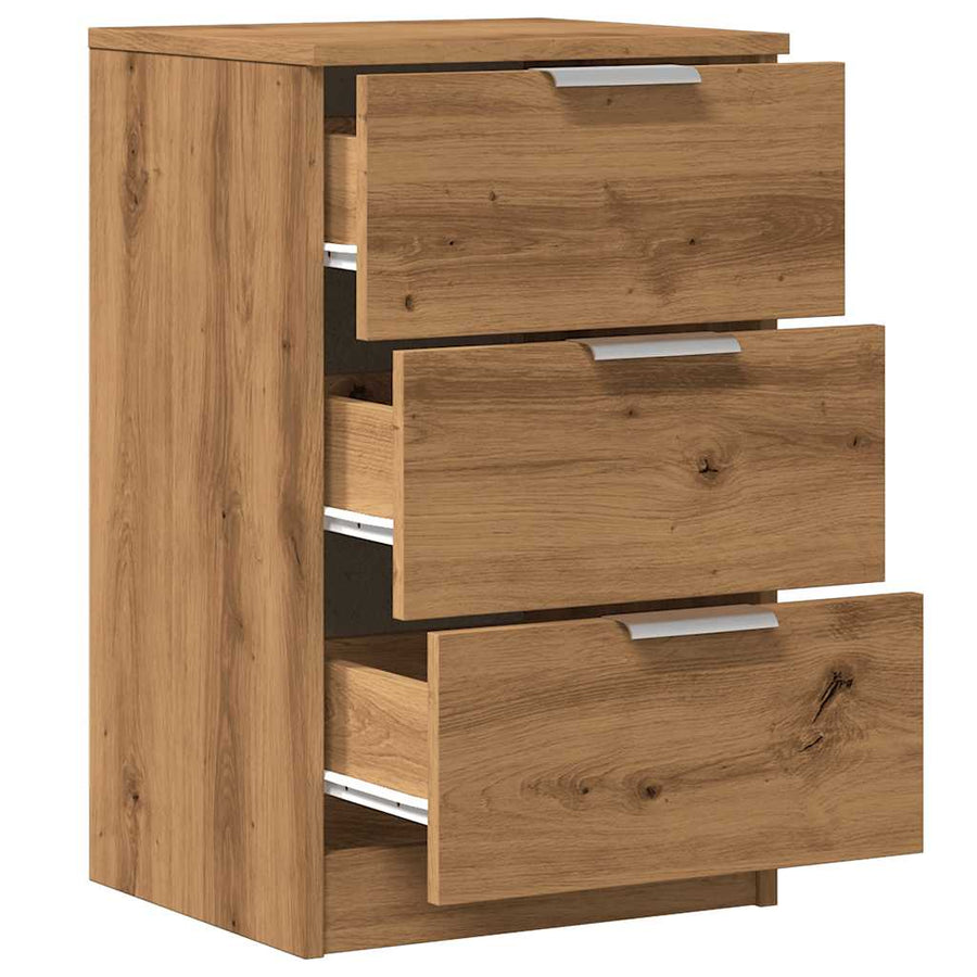 Nachtkastjes 2 st 40x36x65cm bewerkt hout artisanaal eikenkleur