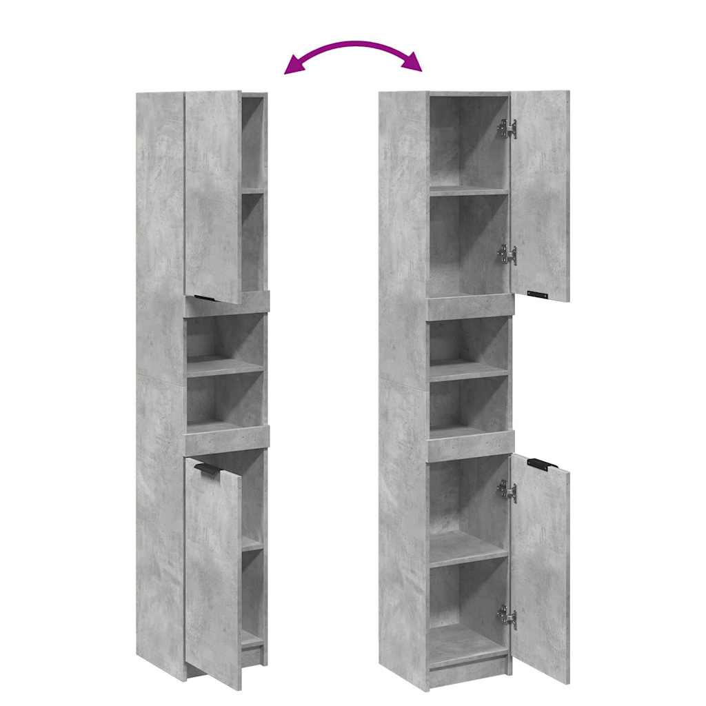 Badkamerkast 32x34x188,5 cm bewerkt hout betongrijs