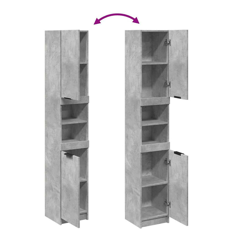Badkamerkast 32x34x188,5 cm bewerkt hout betongrijs