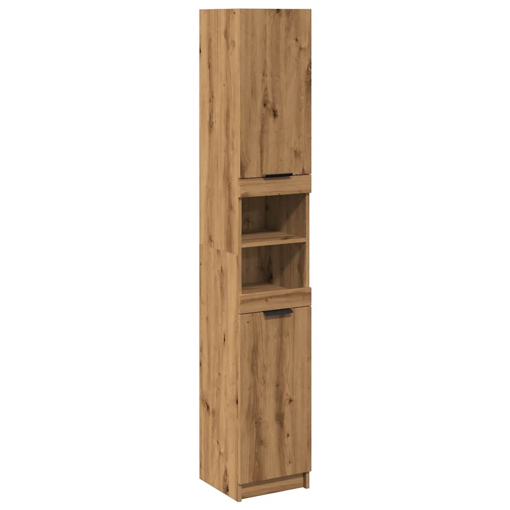 Badkamerkast 32x34x188,5 cm bewerkt hout artisanaal eikenkleur