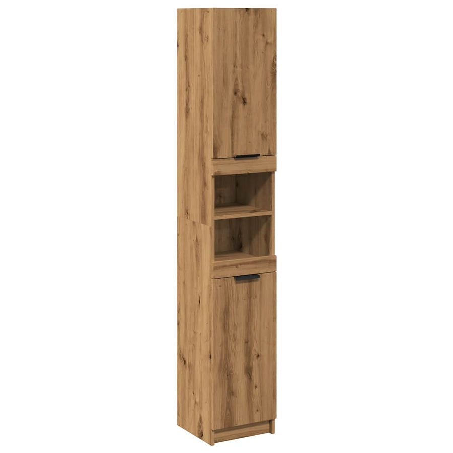 Badkamerkast 32x34x188,5 cm bewerkt hout artisanaal eikenkleur