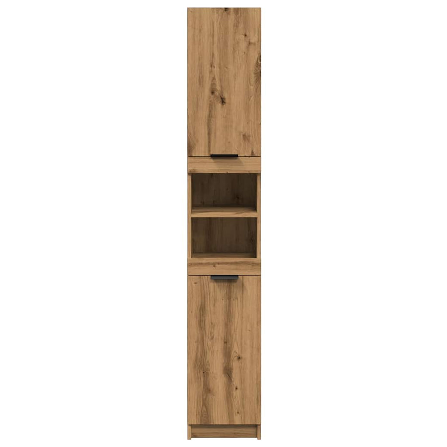 Badkamerkast 32x34x188,5 cm bewerkt hout artisanaal eikenkleur