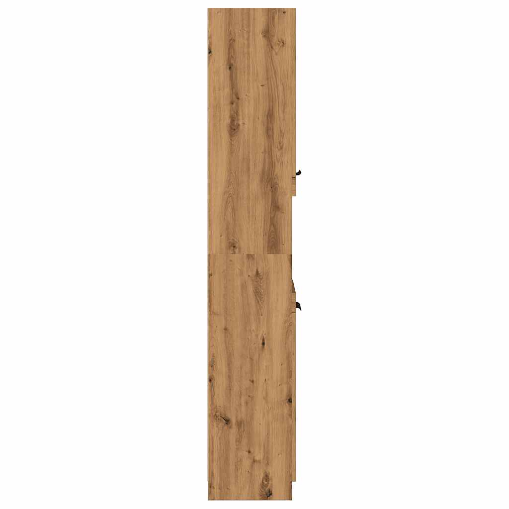 Badkamerkast 32x34x188,5 cm bewerkt hout artisanaal eikenkleur