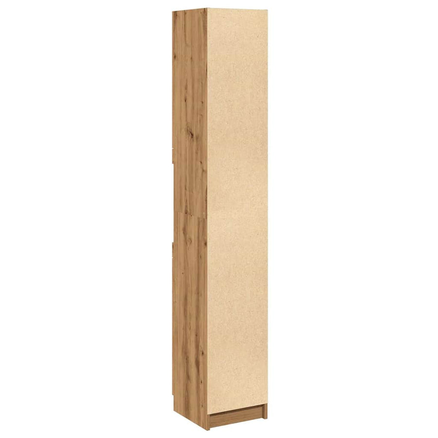 Badkamerkast 32x34x188,5 cm bewerkt hout artisanaal eikenkleur