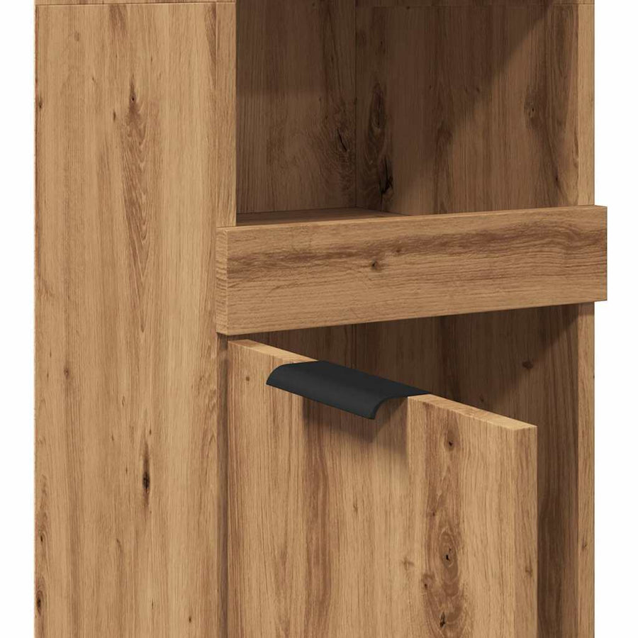 Badkamerkast 32x34x188,5 cm bewerkt hout artisanaal eikenkleur