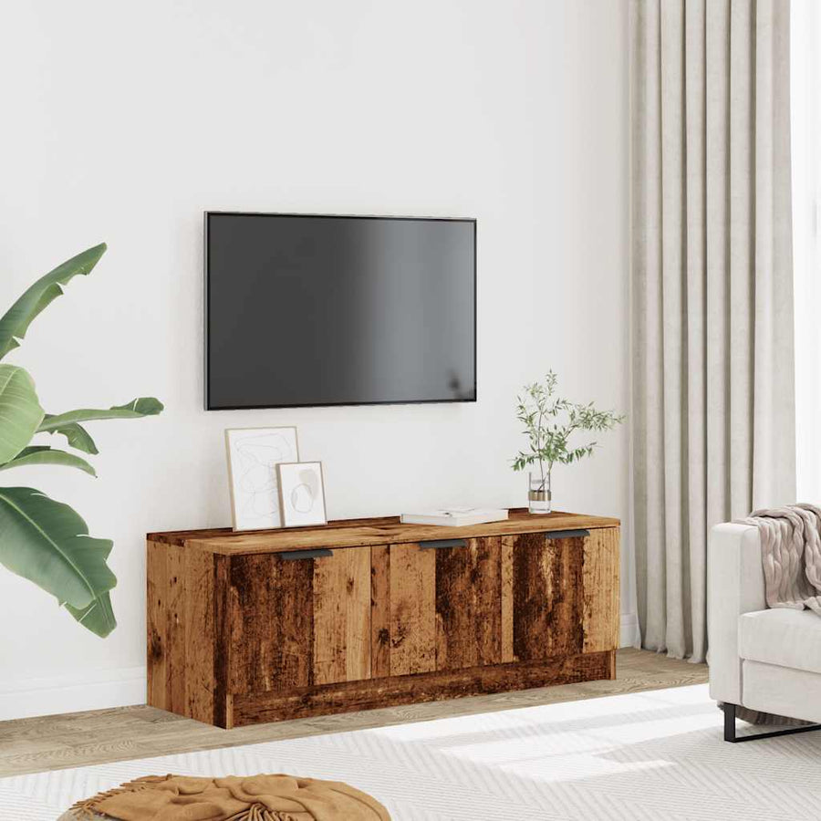 Tv-meubel 102x35x36,5 cm bewerkt hout oud houtkleurig