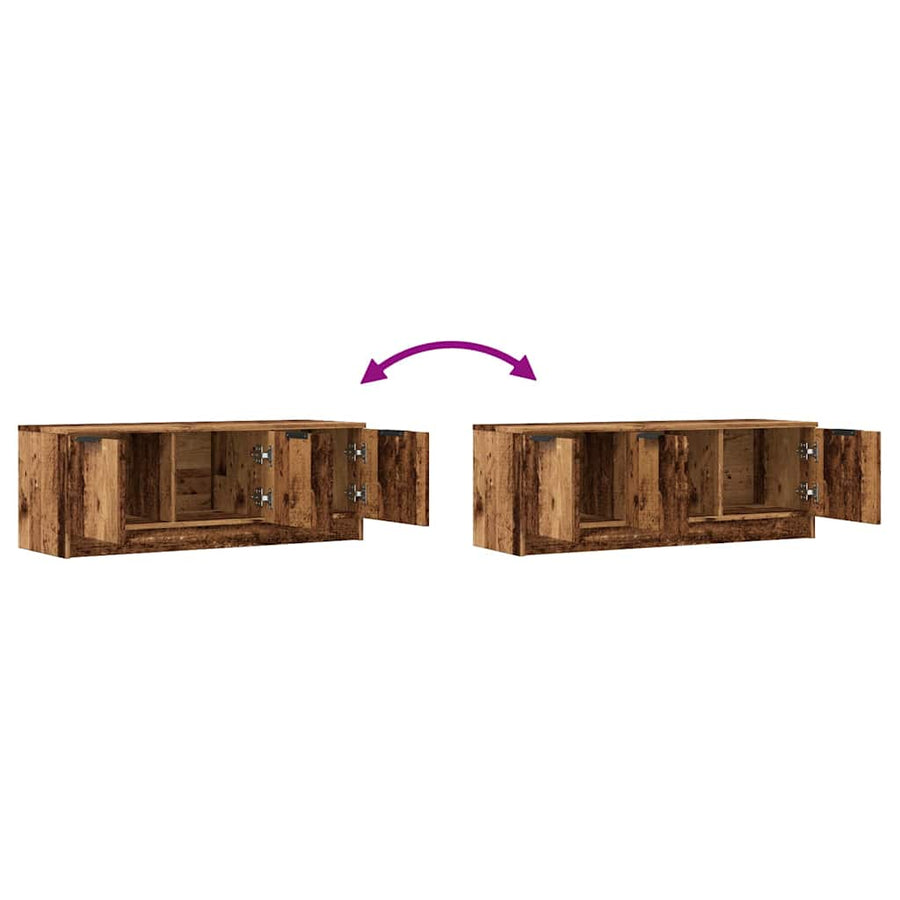 Tv-meubel 102x35x36,5 cm bewerkt hout oud houtkleurig