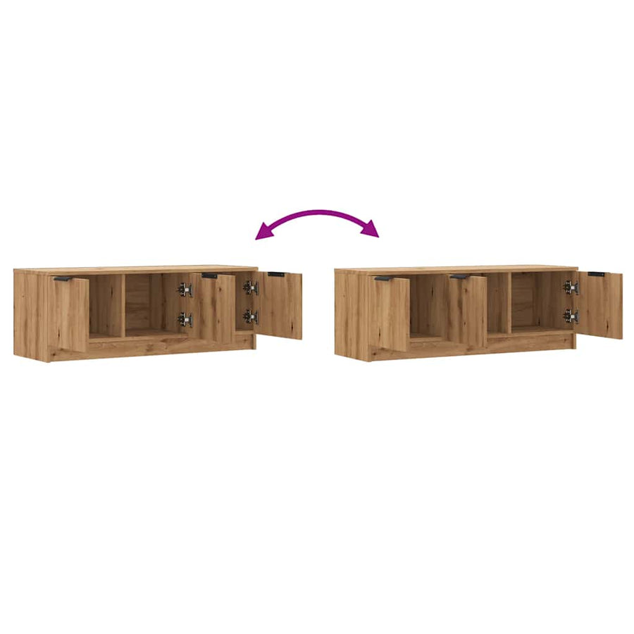 Tv-meubel 102x35x36,5 cm bewerkt hout artisanaal eikenkleur