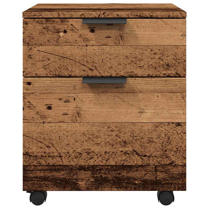 Dossierkast verrijdbaar 45x38x54cm bewerkt hout oud houtkleurig