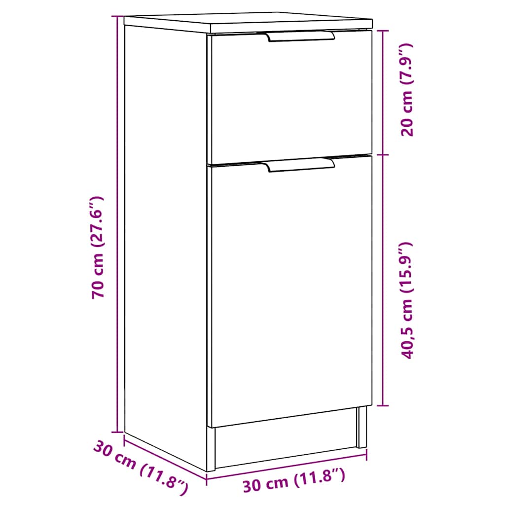 Dressoir 30x30x70 cm bewerkt hout oud houtkleurig