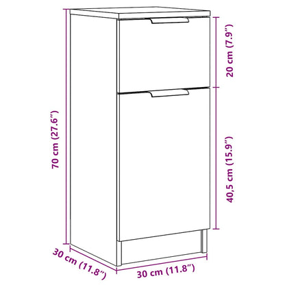 Dressoir 30x30x70 cm bewerkt hout oud houtkleurig