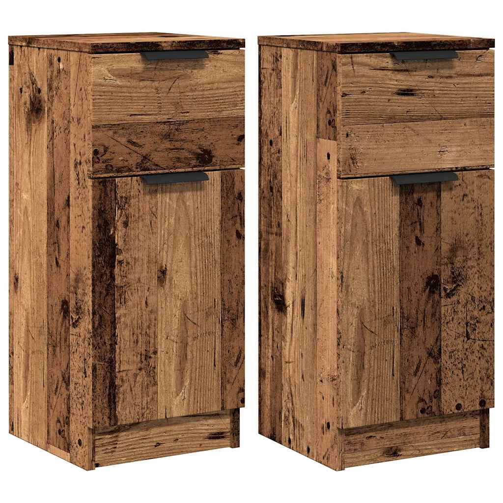 Dressoirs 2 st 30x30x70 cm bewerkt hout oud houtkleurig