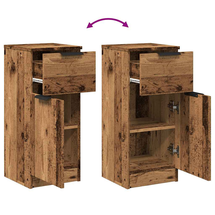 Dressoirs 2 st 30x30x70 cm bewerkt hout oud houtkleurig