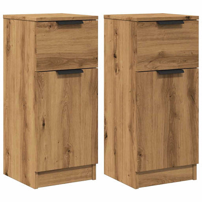 Dressoirs 2 st 30x30x70 cm bewerkt hout artisanaal eikenkleur