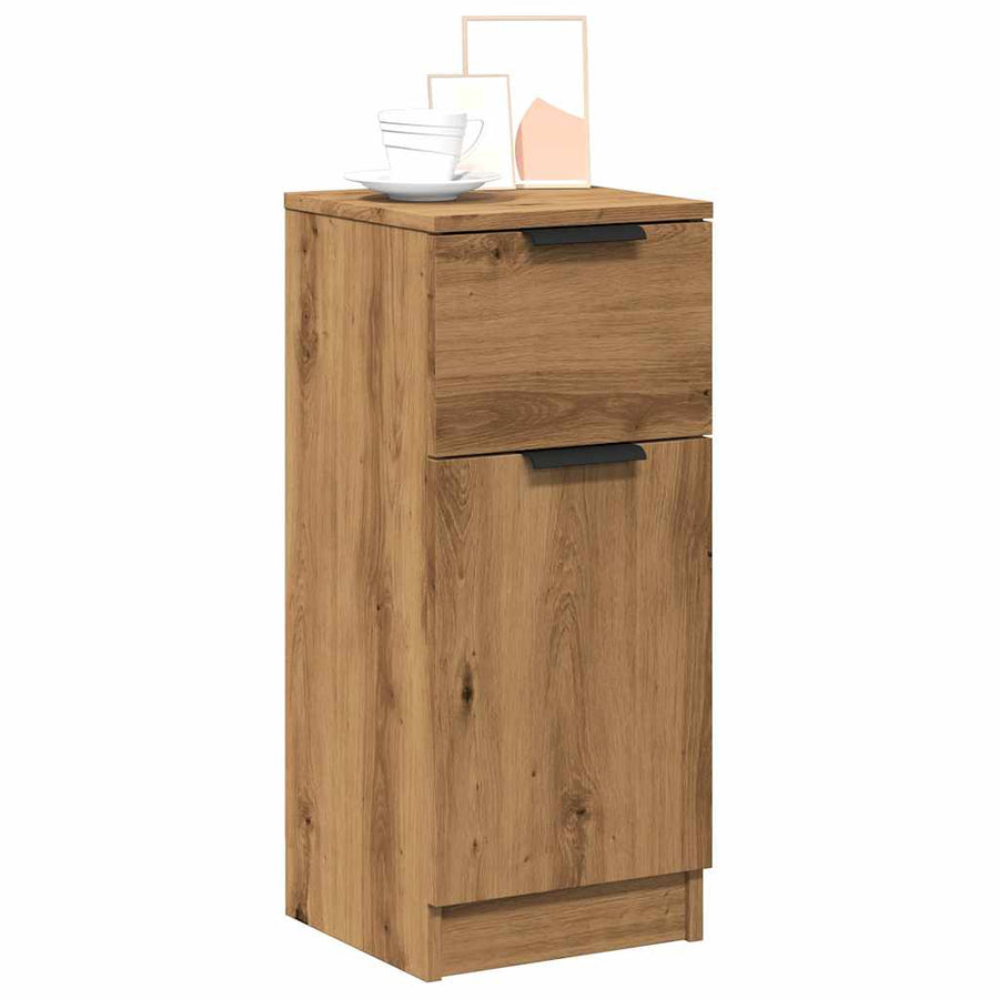 Dressoirs 2 st 30x30x70 cm bewerkt hout artisanaal eikenkleur