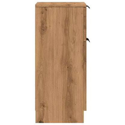 Dressoirs 2 st 30x30x70 cm bewerkt hout artisanaal eikenkleur