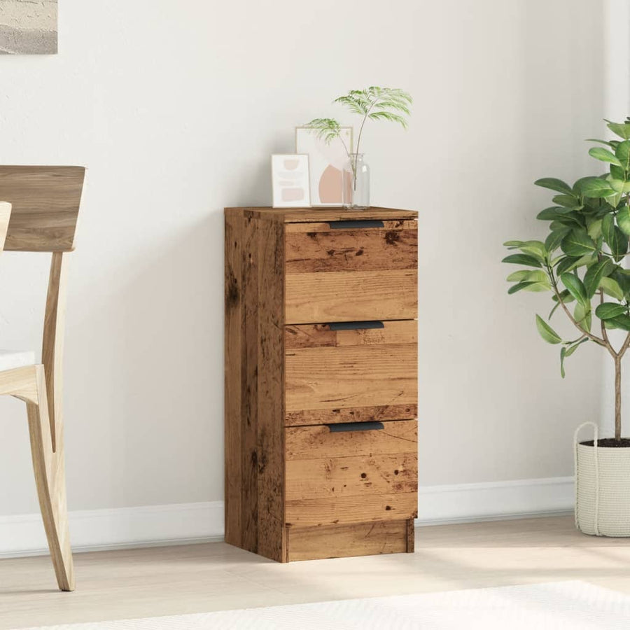 Dressoir 30x30x70 cm bewerkt hout oud houtkleurig