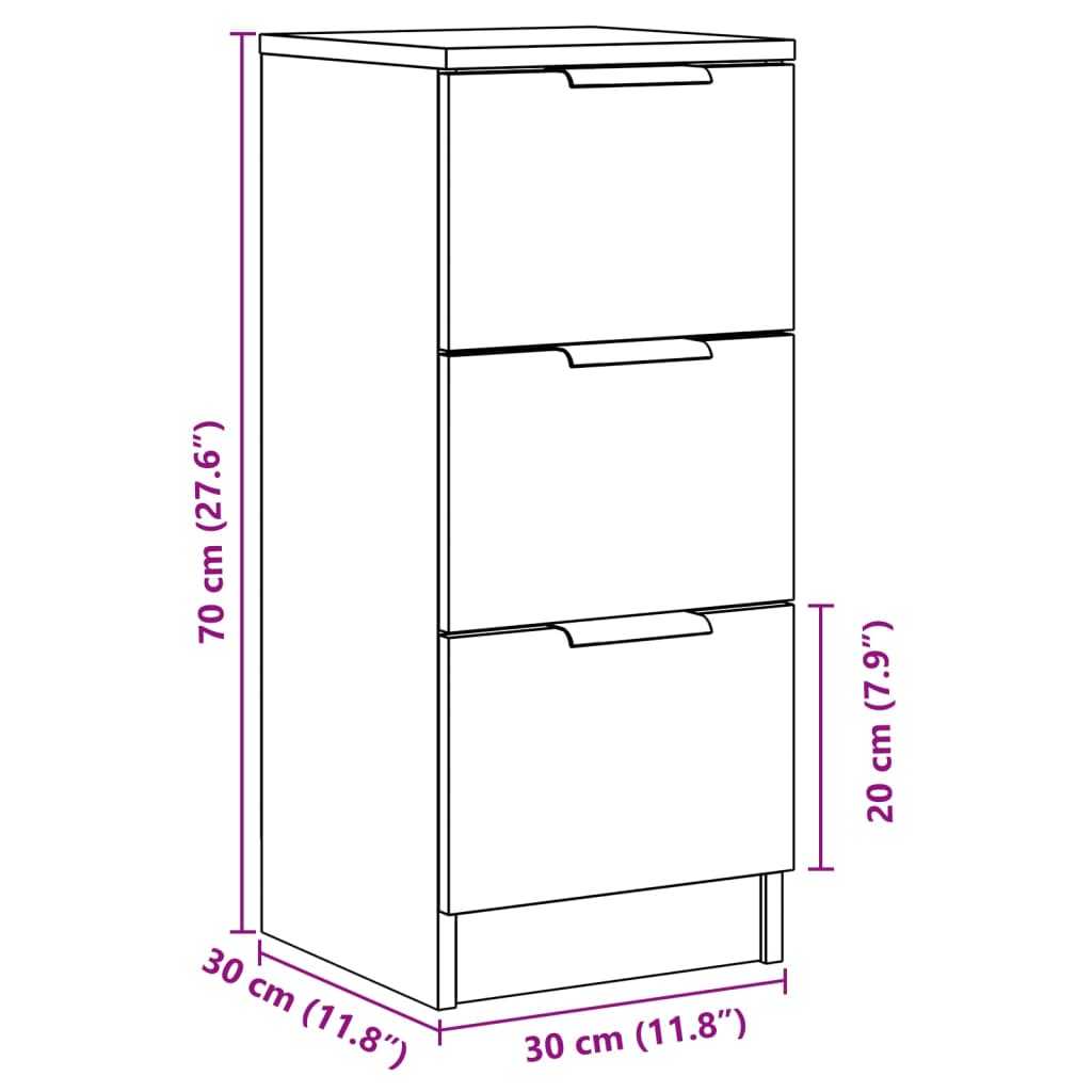Dressoir 30x30x70 cm bewerkt hout oud houtkleurig