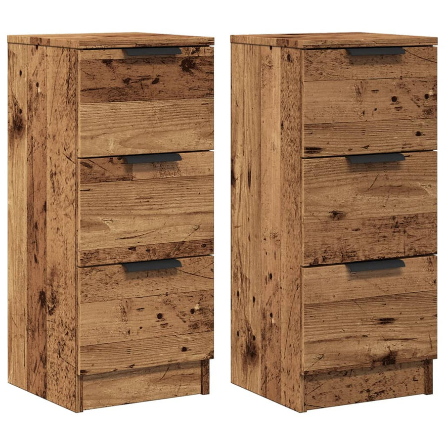 Dressoirs 2 st 30x30x70 cm bewerkt hout oud houtkleurig