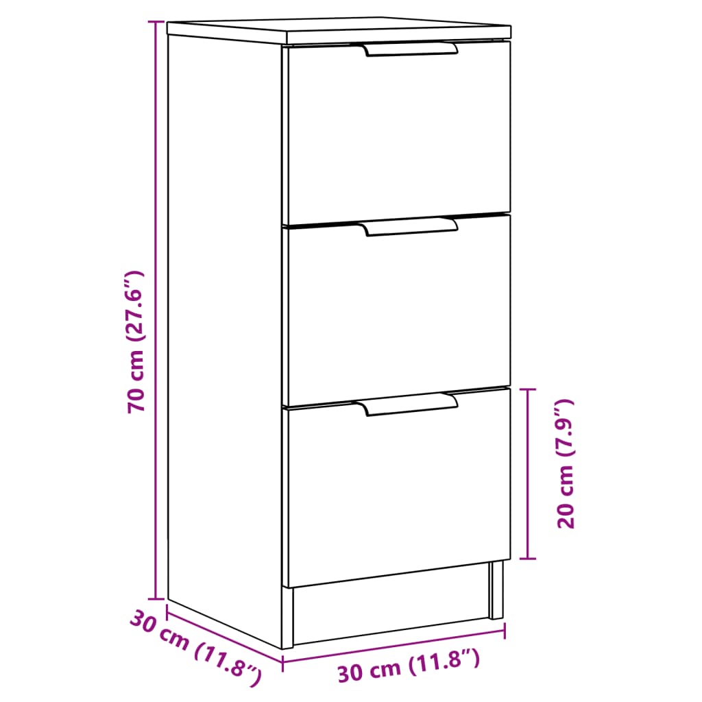 Dressoir 30x30x70 cm bewerkt hout artisanaal eikenkleur