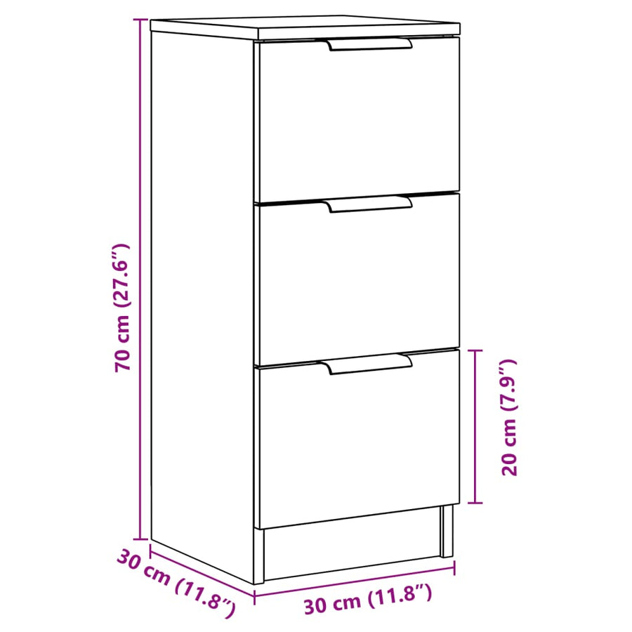 Dressoir 30x30x70 cm bewerkt hout artisanaal eikenkleur
