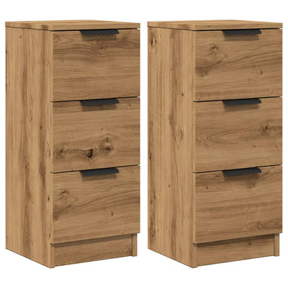 Dressoirs 2 st 30x30x70 cm bewerkt hout artisanaal eikenkleur