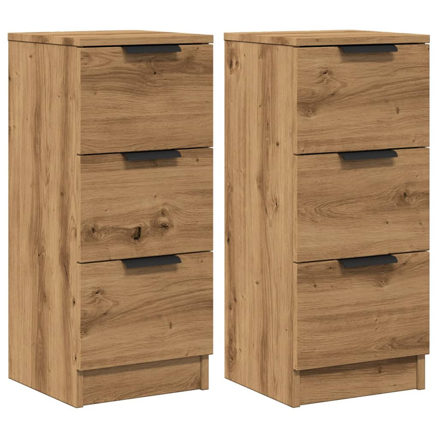 Dressoirs 2 st 30x30x70 cm bewerkt hout artisanaal eikenkleur