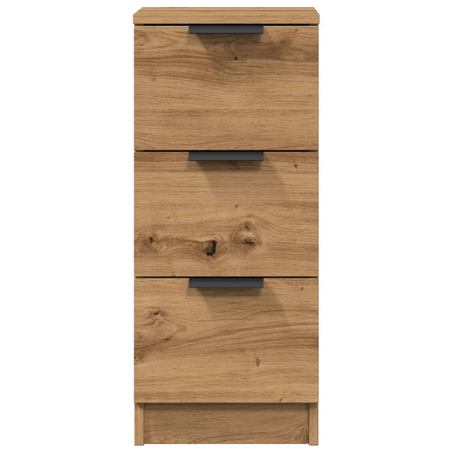 Dressoirs 2 st 30x30x70 cm bewerkt hout artisanaal eikenkleur