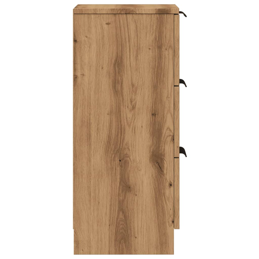 Dressoirs 2 st 30x30x70 cm bewerkt hout artisanaal eikenkleur