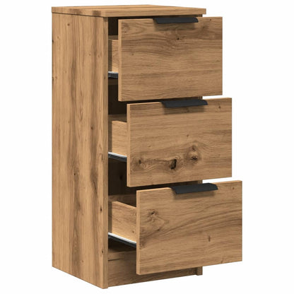 Dressoirs 2 st 30x30x70 cm bewerkt hout artisanaal eikenkleur
