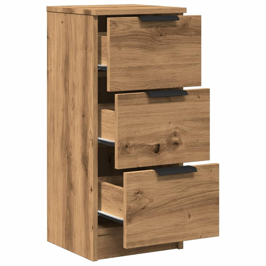 Dressoirs 2 st 30x30x70 cm bewerkt hout artisanaal eikenkleur