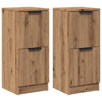 Dressoirs 2 st 30x30x70 cm bewerkt hout artisanaal eikenkleur