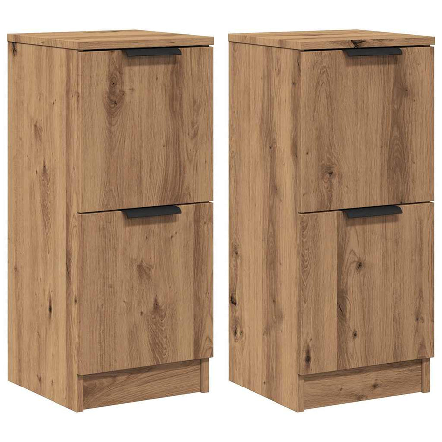 Dressoirs 2 st 30x30x70 cm bewerkt hout artisanaal eikenkleur